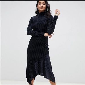 ASOS Design burnout velvet midi dress with hanky hem